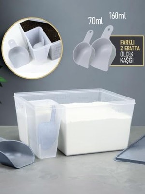 Esplendor Beylini 6.5 Litre Kapaklı Saklama Kabı Ölçü Kaşıklı Un Şeker Deterjan Bakliyat Erzak Tahıl Çok Amaçlı Saklama Taşıma Kutusu