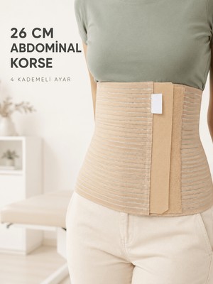 Str Store Abdominal Doğum Sonrası Korse 26 cm Geniş 4 Kademeli Cırtlı Ayarlanabilir