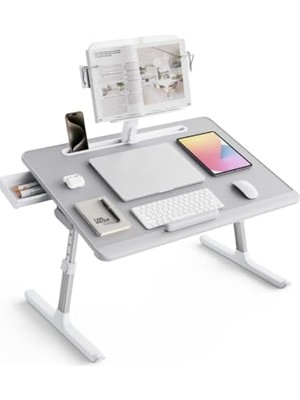 Esplendor Bix Saiji K10 Xxl Kitap Standlı, Pvc Deri Yüzeyli, 5 Kademe Yükseklik Özellikli Ayarlanabilir Çalışma ve Laptop Masası Gri
