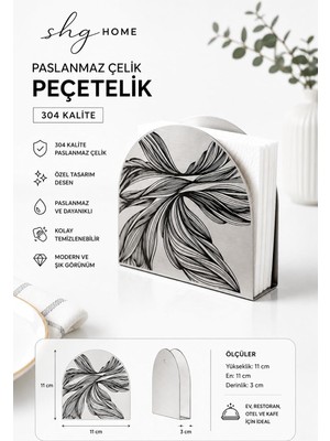 Str Store Siyah Renkli, Desenli Paslanmaz Çelik Peçetelik