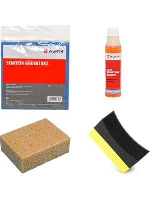 Esplendor Araç Kurulama Bezi, Würth 38X60 Güderi, Würth Sünger, 1 Adet Cam Sabunu, 1 Adet  Lastik Süngeri (Set1)