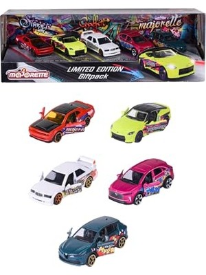 Esplendor Majorette Grafiti Görünümlü 11 Araç Seti, Sınırlı Sayıda (5 Araba) - 5 Model Araba, Metal Serbest Tekerlekli, Süspansiyonlu ve Açılabilir Parça, Koleksiyoncular ve 3 Yaşından Büyük Çocuklar Için