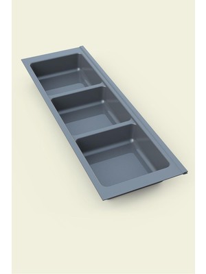 Str Store Mutfak Çekmece Içi Kaşıklık, Antrasit Üç Bölmeli Modül 16CM x 48CM
