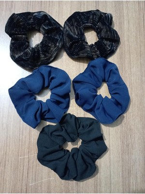 Esplendor Büyük Boy Saç Lastik Tokası 5 Adet Siyah ve Lacivert