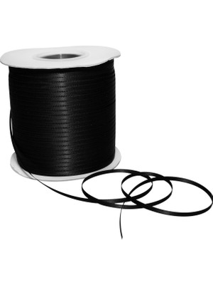 Str Store 08803/500-030 Çift Yüzlü Saten Kurdele 1/8" x 500 Yd Hediye Paketleme Için Siyah Şerit, Doğum Günü Hediye Kartları, Kadınlar Için Saten Elbise, El Sanatları Için Ipek Kurdeleler, Çiftler