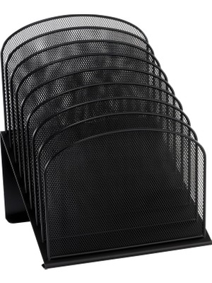 Str Store Ürünler Onyx Mesh 8 Katmanlı Dikey Masaüstü Organizatör 3258BL, Siyah Toz Boya Kaplama, Dayanıklı Çelik Hasır Inşaat, Yerden Tasarruf Sağlayan Işlevsellik