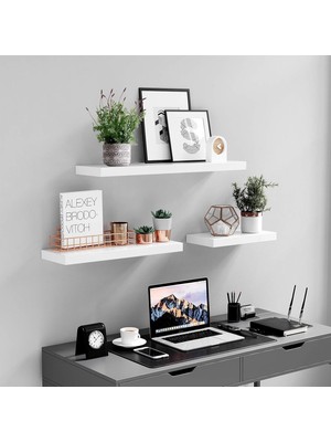 Str Store Duvar Rafı, Kitaplar, Resimler, Dekorasyon, Asılı Raf, 40 x 20 x 3,8 Cm, Ofis Rafı, Mdf, Oturma Odası, Mutfak, Koridor, Yatak Odası, Banyo Için, Beyaz LWS24WT