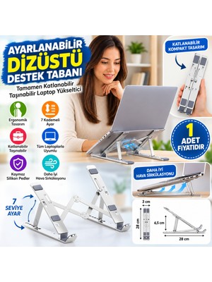 TeknoKapsül Ayarlanabilir Dizüstü Destek Tabanı Tamamen Katlanabilir Taşınabilir Laptop Yükseltici (Adet Fiyatıdır)