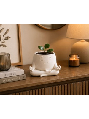 Esplendor Meditasyon Temalı Dekoratif Saksı, 9X8X6 cm