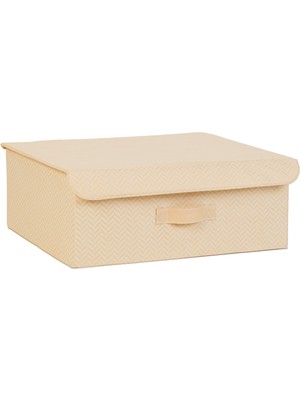 Esplendor Ocean Home Textile Bej Balıksırtı Kapaklı Kutu 48 x 40 x 19 cm