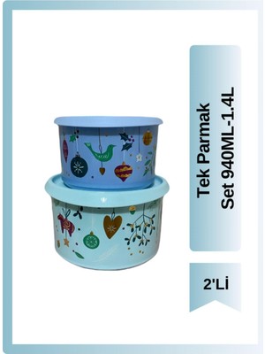 Esplendor Tupperware Tek Parmak Yılbaşı 2'li Set 940ML, 1.4l