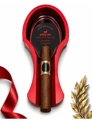 Str Store Lüks Metal Puro Küllüğü - Tekli Taşınabilir Puro Standı ve Kül Tablası, Özel Kırmızı Tasarım, Premium Puro Aksesuarı ve Erkek Hediye Seti
