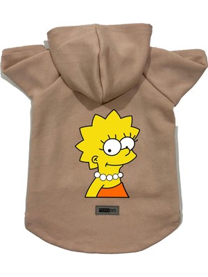 Esplendor Monopetz Kapişonlu Polar Sweatshirt Köpek ve Kedi Kıyafeti & Elbisesi Bej Lisa Simpson L