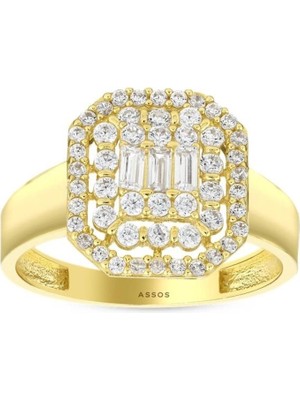 Yiğitbaşı Gold Assos Pırlanta Altın Baget Taşlı Yüzük - 14K