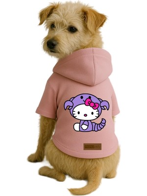 Esplendor Monopetz Baskılı Içi Polarlı Köpek ve Kedi Kıyafeti & Elbisesi - Pembe Renk Kapüşonlu Hoodie B9357 M