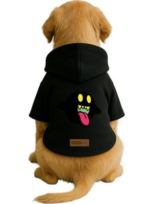 Esplendor Monopetz Baskılı Içi Polarlı Köpek ve Kedi Kıyafeti & Elbisesi - Siyah Renk Kapüşonlu Hoodie BC3E5 2xl