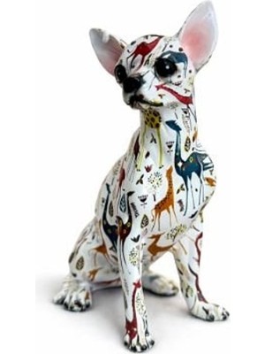 TeknoKapsül Sofiart Pop Art & Desenli Chihuahua Köpek Biblo