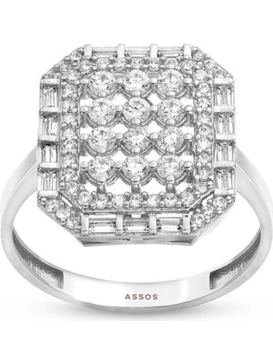 Yiğitbaşı Gold Assos Pırlanta Altın Baget Taşlı Yüzük - 14K