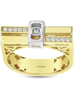 Yiğitbaşı Gold Assos Pırlanta Altın Taşlı Tasarım Yüzük - 14K