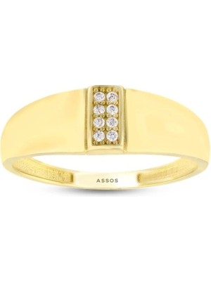 Yiğitbaşı Gold Assos Pırlanta Altın Taşlı Tasarım Yüzük - 14K