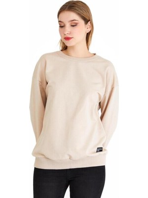 Esplendor By Comeor Kadın Basic Bisiklet Yaka Regular Fit Rahat Sweatshirt (Bej, M)