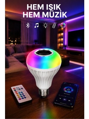 Esplendor Edison 15W Rgb LED Bluetooth Hoparlör Ampul, E27, Kumandalı, Renkli Müzik Çalan Akıllı Lamba