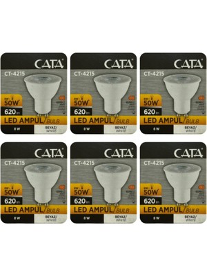 Esplendor Cata 8W (50W) 6500K Beyaz Işık GU10 Duylu LED Spot Ampul, 6 Adet
