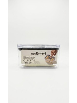 Esplendor Softchef Click'n Fresh Hava Geçirmez Dikdörtgen Plastik Erzak Kabı 1000 ml - Vakumlu Tek Tuş Kapaklı Şeffaf Plastik Bakliyat, Un ve Şeker Saklama Kabı, Bpa Içermez (10,5X16X9CM)