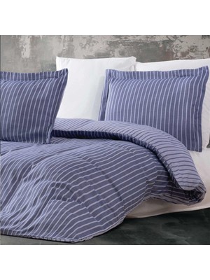 Esplendor Maxstyle Bambu Çizgili Lacivert Çift Kişilik Nevresim Takımı