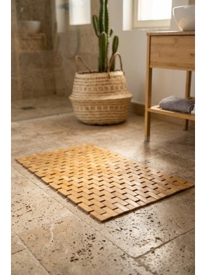 Esplendor Atbyhome Bambu Banyo Paspası 40X60 cm - Ahşap Duş Önü Banyo Matı ve Kaymaz Paspas Suya Dayanıklı