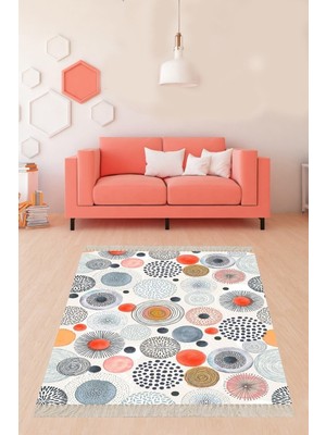 Esplendor Pelangi Renkli Hindiba Desenli Çiçekli Dijital Baskı Yıkanabilir Kaymaz Taban Modern Salon Halısı ve Yolluk, Karışık Renkli 60 x 120