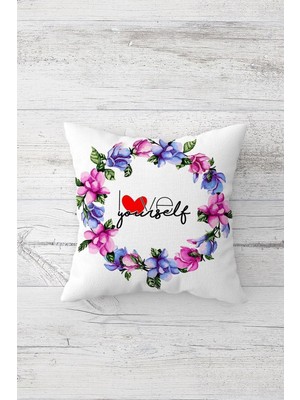 Esplendor Pelangi I Love You Self Çift Tarafı Baskılı Gizli Fermuarlı Yastık Kılıfı Kırlent Koltuk Yastık Kılıfı, Beyaz-Mavi-Pembe 45 x 45, 24691158045451