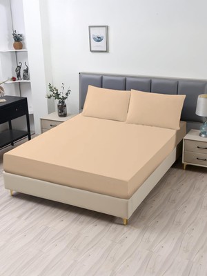 Esplendor Modelhome Ranforce Akfil Bej Lastikli Çarşaf Yastık Kılıflı Tek Çift Kişilik Battal Boy Fitted Çarşaf Seti Krem 120 x 200 160 x 200