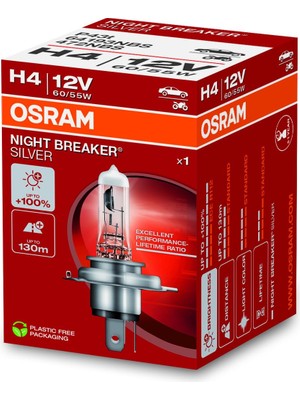 Esplendor Osram Ampul Night Breaker Silver H4 12V 60/55W%100'YE Kadar Fazla Işık 130M'YE Kadar Fazla Görüş Açısı 64193NBS [enerji Sınıfı A]