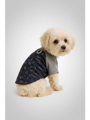 Esplendor Mpz Pets Köpek Kıyafeti Geo Desenli Basic T-Shirt, Xl, LACIVERTGEO01, Lacivert