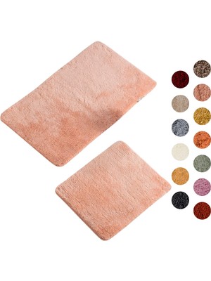 Esplendor Buffer Banyo Paspas Seti 2 Parçalı Dekoratif Banyo Halısı - El Yapımı, %100 Akrilik, Makinede Yıkanabilir, Kaymaz Taban, Emici, Dayanıklı ve Şık Somon 60 x 100 cm - 50 x 60 cm