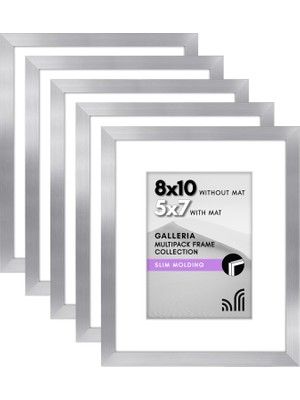 Esplendor Americanflat Cilalı Pleksiglaslı Resim Çerçevesi, 20,3 x 25,4 Cm, 5 Adet, Paspartulu 12,7 x 17,8 cm Çerçeve Olarak Veya 20,3 x 25,4 cm Çerçeve, Paspartusuz, Galeria Koleksiyonu