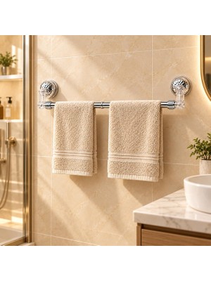 Esplendor Deconox Yapışkanlı Açılır Banyo Havluluk, 30 cm Kapalı ve 48 cm Açık Uzunluk, Katlanabilir Duvar Tipi Havlu Askısı, Şeffaf ve Gümüş Renkli