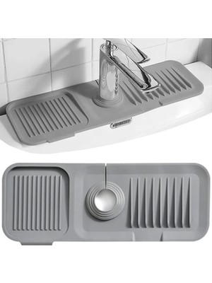 Esplendor Tanemce Elastik Musluk Matı Su Tutucu Düzenleyici Kaydırmaz Taban Organizer Mutfak Banyo Lavabo, Antrasit