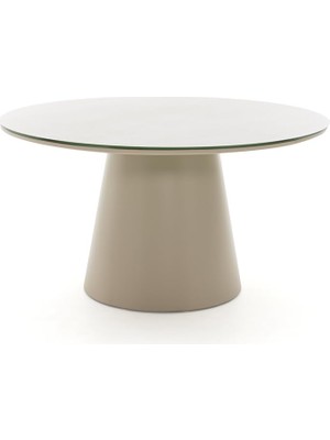 Esplendor Vivarel Modern Yuvarlak Bahçe Yemek Masası Alüminyum Gövde 140 cm Gri