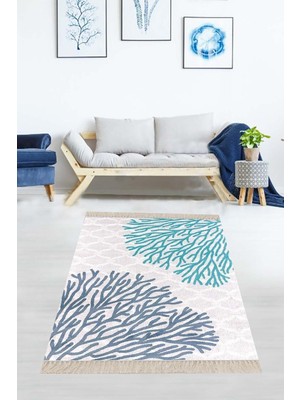 Esplendor Pelangi Dijital Baskı Yıkanabilir Kaymaz Taban Modern Salon Halısı ve Yollu, Mavi 100 x 400