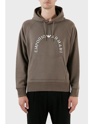 Esplendor Emporio Armani Nakış Işlemeli Logolu Kapüşonlu Cepli Regular Fit Pamuklu Sweat Erkek Sweat 6R1ME9 1jwpz 04A8