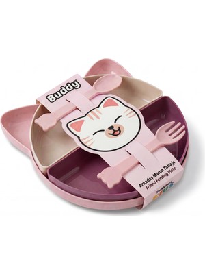 Esplendor Tucklebery Kitty 7 Parça Mama Tabağı Seti, Bölmeli, Bpa Içermez, Bulaşık Makinesinde Yıkanabilir (Pembe)