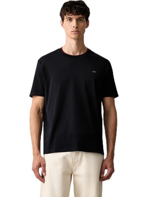 Esplendor Erkek Normal Kalıp Yuvarlak Yaka Esnek Nefes Alabilen Pamuklu Metalik Logo Detaylı Kısa Kollu Lacivert T-Shirt 16311610A-51E