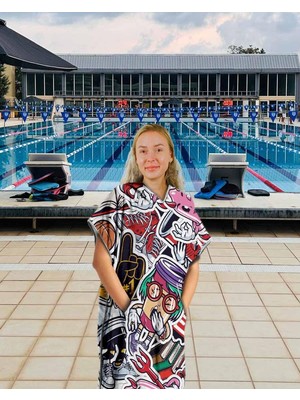 Esplendor Sporsuit Oyat Unisex Yüzücü Antrenman Deniz Havuz Kapüşonlu Arena Yaz ve Kış Şampiyonaları Için Panço Havlu