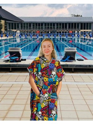 Esplendor Sporsuit Tude Unisex Yüzücü Antrenman Deniz Havuz Kapüşonlu Arena Yaz ve Kış Şampiyonaları Için Panço Havlu
