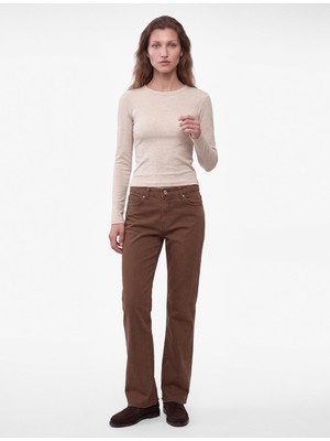 Esplendor Slim Fit Kaşkorse Pamuk Karışımlı Bisiklet Yaka Uzun Kollu Basic Tişört