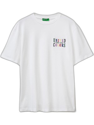 Esplendor Benetton Erkek GRI%100 Pamuk Regular Fit Logo Nakışlı T-Shirt