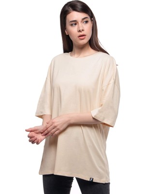 Esplendor Kanduras Oversize Kadın T-Shirt Ekru