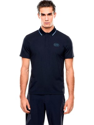 Esplendor Erkek Vücut Sıcaklığını Sabit Tutan Kumaş Dar Kalıp Logo Desenli Kısa Kollu Lacivert Polo Yaka T-Shirt 7M001288 AF13520-UB102